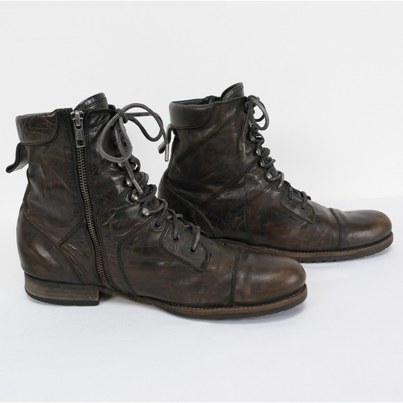 All Saints Other - Allsaints Distressed 7" Side Zip Leather Boots Men's 10 Combat Biker *READ*